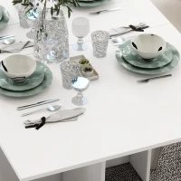 HOMCOM Folding Dining Table, 55" Drop Leaf Table for Small Spaces, Foldable Table with Storage Shelves for Kitchen, Dining Room, White(m-7)