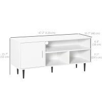 HOMCOM Modern TV Stand Cabinet for TVs up to 60 Inches with Storage Shelf, Cable Hole, Home Entertainment Unit Center, for Living Room Bedroom, White(m-3)