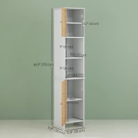 HOMCOM Tall Bathroom Cabinet with Bamboo Doors, Bathroom Storage Cabinet with Adjustable Shelves and Open Compartments, White(m-3)