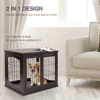 PawHut Dog Crate Furniture, 32" Small Dog Cage End Table with 2 Doors, Lockable Door, Puppy Kennel Indoor, Coffee(m-5)