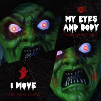 HOMCOM 72 Inch/6ft Life Size Outdoor Halloween Decoration Witch, Animated Prop Decor with Sound and Motion Activated, Light Up Eyes, Creepy Sound(m-5)