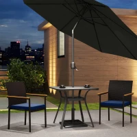 Outsunny Stackable Patio Wicker Dining Chair Set of 2 with Cushions, Backrest, Armrests for Deck, Garden, Navy Blue(m-8)