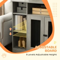 PawHut 47" Dog Crate Furniture with Storage, for Large Medium Dogs, Gray(m-5)