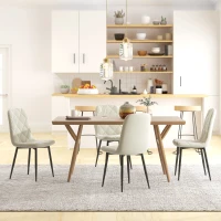 HOMCOM Dining Chairs Set of 4, Upholstered Dining Room Chairs with Steel Legs, Modern Kitchen Chair for Dining Room, Cream(m-8)