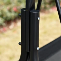 Outsunny 2-Person Porch Swing Chair, 2 Seater Patio Swing Bench w/ Adjustable Canopy, Breathable Seat for Garden, Poolside, Black(m-8)