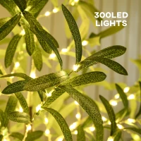 HOMCOM 6ft LED Olive Tree with 300 Warm White Lights, Light up Olive Tree for Indoor, Home, Party, Wedding, Christmas, Green(m-4)