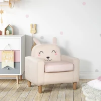 Qaba Kids Sofa, Toddler Armchair and Couch with Rabbit Ear Backrest and Wooden Legs for  Preschool, Bedroom, Kindergarten, Cream(m-9)