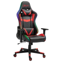 Vinsetto Racing Gaming Chair with RGB LED Lights, Adjustable Height, Gamer Office Chair, Computer Desk Chair, Black/Red(m-1)