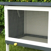 PawHut Wooden Outdoor Rabbit Hutch for Small Pet w/ Slide-out Tray, Openable Roof, 35" W x 18" D x 26" H, Dark Grey(m-9)