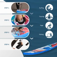 Outsunny Inflatable Paddle Board, Stand Up Paddle Board Adjustable Aluminum Paddle Non-Slip Deck Colorful Spray-painting Board w/ ISUP Accessories, Carry Bag, 11'9'' x 30" x 6"(m-6)