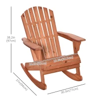 Outsunny Wooden Adirondack Rocking Muskoka Chair with Slatted Wooden Design, Fanned Back and Classic Rustic Style, Teak(m-3)