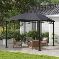 Outsunny 10' x 10' Soft Top Patio Gazebo Outdoor Canopy with Geometric Roof, All-weather Steel Frame, Gray(m-10)