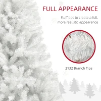 HOMCOM 9ft Unlit Artificial White Christmas Tree, Holiday Décor with 2132 Branch Tips, Auto Open and Steel Base(m-5)