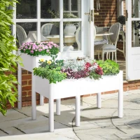 Outsunny 46'' x 34'' x 33'' Elevated Planter Box with Legs, DIY Wooden Raised Garden Bed with Non-woven Liner, Freestanding Plant Stand for Vegetables, Herb and Flowers(m-1)