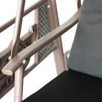 Outsunny Outdoor Patio 3-Person Steel Canopy Cushioned Seat Bench Swing with Included Side Trays & Padded Comfort, Black(m-10)