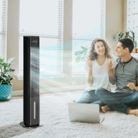 HOMCOM 42" Portable Evaporative Air Cooler, 3-In-1 Ice Cooling Fan Humidifier with Remote, Timer, Oscillating, LED Display, and 1.6 Gal Water Tank, Black(m-2)