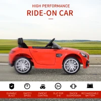 Aosom Licensed Kids Ride-On Car 12V with Remote Control, Suspension Wheel, Adjustable Speed, Red(m-4)