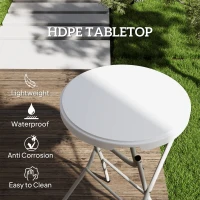 Outsunny 31.5" Bar Height Patio Table, Outdoor Bar Folding Table with HDPE Top, Locking Steel Legs for Party, Camping, White(m-5)