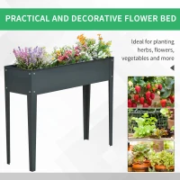 Outsunny Metal Raised Garden Bed, Elevated Planter Box with Legs and Drain Holes, Dark Gray(m-5)