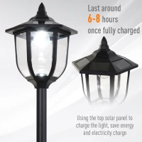 Outsunny Outdoor Solar Lamp Post Street Light, Waterproof with Auto Sensor Control, Adjustable Brightness, Beautiful Classic Lantern Style, for Pathway, Backyard, Porch, Patio(m-6)