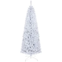 HOMCOM 6 FT Artificial Christmas Tree Pencil Xmas Tree with Stand, 618 Tips, Holiday Home Indoor Decoration for Party, White(m-11)