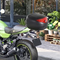 HOMCOM Detachable Scooter Motorcycle Trunk Top Case 24L Tour Luggage Box Tail Carrier Lockable Black(m-8)