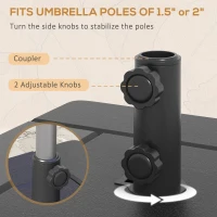 Outsunny 3-in-1 Outdoor Umbrella Base with Wheels and Handles, End Table, Flower Box Planter with Hole, 176 lbs. Capacity, Black(m-5)