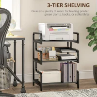 HOMCOM Free Standing Metal Storage Shelf, 3-Tier Small Shelving Unit, Printer Stand for Home Office, Living Room, Black(m-4)