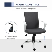 Vinsetto Mid Back Home Office Chair with Adjustable Height, High Armrests and Rocking Function, Dark Grey/White(m-4)