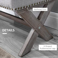 HOMCOM 35.75" Storage Ottoman, Upholstered Storage Bench with Hidden Space, Nailhead Trim and X-Shaped Wood Legs, for Living Room, Entryway, Bedroom, Grey(m-6)