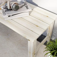 Outsunny 2-Seat Wood Garden Bench, Patio Bench Outdoor Bench with Slatted Seat, Backless Front Porch Bench for Park, Garden, Poolside, Deck, Nature Wood(m-9)