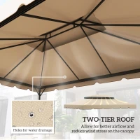 Outsunny 13' x 10' Gazebo Replacement Canopy, Gazebo Top Cover with Double Vented Roof for Garden Patio(TOP ONLY), Cream(m-4)