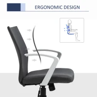 Vinsetto Mid Back Home Office Chair with Adjustable Height, High Armrests and Rocking Function, Dark Grey/White(m-7)