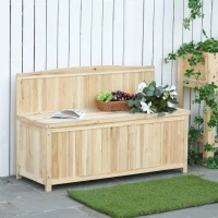 Outsunny Wooden Outdoor Garden Bench with Storage Box, Outdoor Patio Seating, 45.3" x 17.7" x 29.5", Natural(m-1)