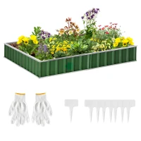 Outsunny 8.5' x 3' x 1' Raised Garden Bed, Galvanized Metal Planter Box for Vegetables Flowers Herbs, Green(m-1)