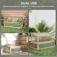 Outsunny Raised Garden Flower Bed Kit with Lean-to Greenhouse, Wooden Cold Frame Planter, 41" x 22.5" x 28.25", Natural(m-4)