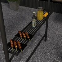 Outsunny 9' x 5' BBQ Grill Gazebo Tent, Garden Grill Canopy Outdoor Grill Shelter w/ Steel Frame and Serving Shelves, Dark Grey(m-10)