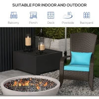 Outsunny Patio Wicker Adirondack Chair, Outdoor Rattan Muskoka Chair with Cushions for Patio, Garden, Backyard Turquoise(m-7)