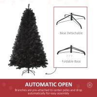 HOMCOM 6ft Artificial Christmas Tree Unlit Douglas Fir with Realistic Branch Tips, Black Halloween Style(m-7)