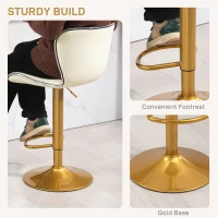 HOMCOM Counter Height Bar Stools Set of 2, Adjustable Height Bar Chairs with Swivel Seat, PU Leather Upholstery(m-7)