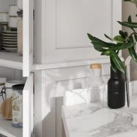 HOMCOM 72.5" Kitchen Pantry Cabinet, Freestanding Buffet Storage Cabinet with 4 Doors and Adjustable Shelves, White(m-10)