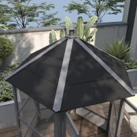 PawHut 69" Wooden Hexagonal Outdoor Aviary Flight Bird Cage With Covered Roof, Light Gray(m-8)