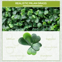 Outsunny 12-Piece Milan Artificial Grass, Fake Green Wall Grass with Water Drainage for Home, Garden, Light Green, 19.75" x 19.75"(m-4)