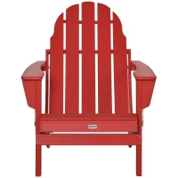 Outsunny Folding Adirondack Chair, HDPE Fire Pit Chair, Weather Resistant Outdoor Chair for Patio, Garden, Backyard, Lawn, Red(m-11)