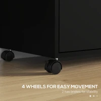 Vinsetto Mobile Printer Stand, Lateral File Cabinet with Lock, Filing Cabinet with Hanging Bars for Letter, A4 Size, Black(m-9)