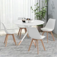 HOMCOM Modern Dining Table Chairs Set of 4, Rubber Wood Kitchen Table Chairs with PU Leather Cushion for Living Room, Bedroom(m-8)