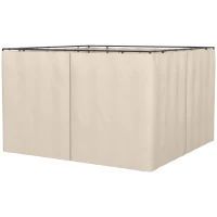 Outsunny 10' x 10' Universal Gazebo Sidewall Set with 4 Panels, Hooks/C-Rings Included for Pergolas & Cabanas, Beige(m-2)