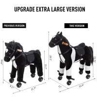 Qaba Kids Plush Ride On Toy Walking Horse with Wheels and Realistic Sounds, 30"H, Black(m-3)