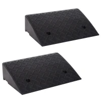 HOMCOM Rubber Curb Ramps Set, 4'' Heavy Duty Driveway Ramps with 33,000lbs Weight Capacity for Low Cars, Motorcycle, 2 Pack, 19" x 12.5" x 5"(m-10)