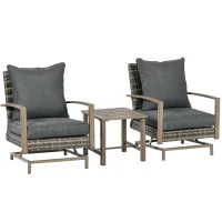 Outsunny Patio Bistro Set, Porch Furniture with Soft Cushions and Rocking Function for Yard, Lawn, Porch, Dark Gray(m-11)